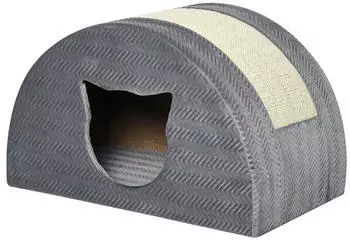 Pawhut Katzenh&ouml;hle mit Kraztbrett Katzenbett Katzenhaus Katzenwohnung Sisal Grau 48,5 x 30 x 30 cm