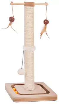 CanadianCat | Kratzstamm f&uuml;r Katzen Charly mit Spielzeug interaktives Katzenspielzeug selbstbesch&auml;ftigung mit 60cm-hoher | ca. 29 x 29 x 65 cm