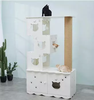 Cats Design Katzentoilette 2 in1 -Katzenklo xxl große 105 x 51 x 177 cm--hochwertig solider holz-edel Designmöbel-Extreme starke Konstruktion-katzenklo