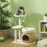 Pawhut 79 cm Katzenbaum mit Katzenhöhle Bett Spielbälle mit Sisal-Kratzsäulen für Katzen bis 5 kg Cremeweiß