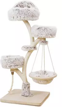 Wiltec Designer in Zweigdesign 130 cm hoch mit Pl&uuml;sch und Sisal Kletterbaum f&uuml;r Katzen Katzenbaum mit H&auml;ngeliege