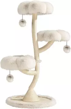 Wiltec Designer mit 3 Mulden &Oslash; 59 cm und 125 cm H&ouml;he Katzenbaum bis max. 15 kg mit Sisal und Pl&uuml;sch Katzenm&ouml;bel mit 3 Etagen