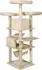 Wiltec Beige mit Pfotenmotiv 172 cm mit Plattformen und Katzenhäuser Katzenbaum mit Hängematte Kletterbaum für Katzen