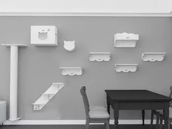 Cats Design Katzen-Wandregal Katzen XXL Kletterwand 9 Teilig Set E1 hochwertig solider holz Designmöbel-Extreme starke Konstruktion