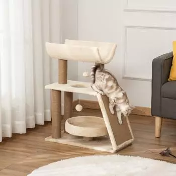 Pawhut Katzen Klein 76 cm Katzenbaum mit Spielball Bett
