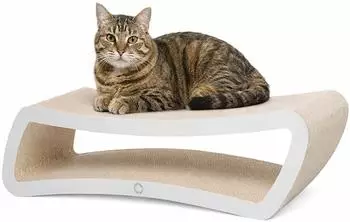 CanadianCat | Eclipse für Katzen 84 x 24 x 23 cm doppelseitig nutzbar stabile Wellpappe durchgefärbt Weiß & Liegeplatz