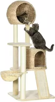 Pawhut 150 cm mit Katzenhaus H&auml;ngematte Sisals&auml;ule