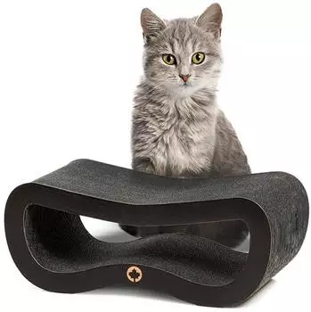 CanadianCat | Orbit SMALL Black Edition für Katzen in schwarz Kratzpappe + Katzenminze ca. 45 x 18 x 23 cm