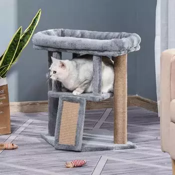 Pawhut 57 cm mit Katzenh&ouml;hle Spielball