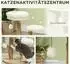 Pawhut 61,5 cm hoch mit Spielball Betten Katzenturm mit Katzenkratzbrett für Katzen unter 5 kg Birnbaumholz Weiß