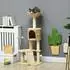 Pawhut Katzen 116 cm Katzenbaum mit Katzenhöhle Katzenbett Indoor Kletterturm mit Spielball Plüsch für Katzen bis