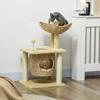 Pawhut Katzenbaum Spanplatte Pl&uuml;sch