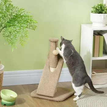 Pawhut 54 cm Hoch Kratzstamm mit Spielball Sisal- Katzenbaum f&uuml;r kleine Katzen Katzen Cremewei&szlig;
