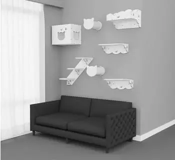 Cats Design Katzen Kletterwand Set xxl große Katzen stabil 7 Teilig Wandkratzbaum K3