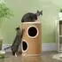 Pawhut 60 cm Hoch Ø 35 cm zweistöckige Katzentonne mit Plüschrand Katzenhöhle für Katze bis 5 kg Braun