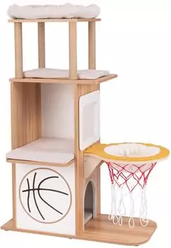 Costway Kratzbaum 120cm mit Hängematte, Basketballkorb und Kissen (UNKNOWN)