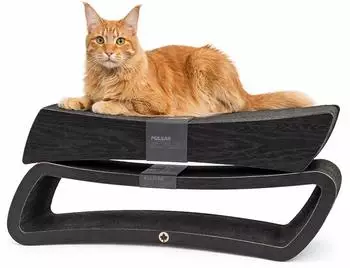 CanadianCat | Set Eclipse & Pulsar für Katzen aus robuster Wellpappe mit Holzoptik 2 beidseitig nutzbare kombinierbar als Lounge Kratzfläche und Liegeplatz