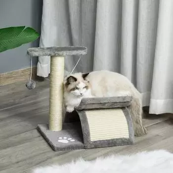 Pawhut Kratzstamm f&uuml;r Katzen mit Spielball 40 x 30 x 43 cm