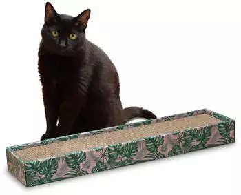 Croci Leaves aus Pappe für ausgewachsene Katzen rechteckig mit 2 Wendeschichten rutschfeste Füße Katzenminze-Beutel inklusive 48x12,5x5 cm