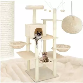 TecTake XXL Kratzbaum groß Höhe ca. 165 cm beige