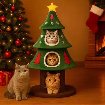Comhoma Katzenbaum Weihnachtsbaum-Design 135cm, gr&uuml;n (PET03-130)