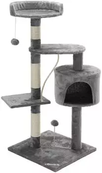 Cadoca Kratzbaum 112cm mit H&ouml;hle, 3 Plattformen, silbergrau (104231)