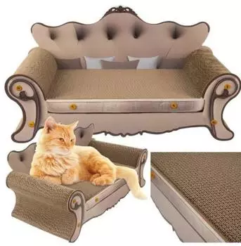 Purlov Katzensofa mit Kratzfunktion 2-in-1, Karton (24285)