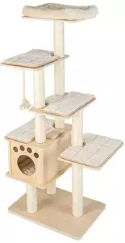 Costway Katzenbaum Massivholz, Sisal, 6 Ebenen, 170cm (PV10073NA)