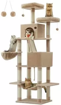 Feandrea Kratzbaum 206cm, mehrstöckig, kamelbraun