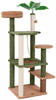 Costway Kratzbaum 152cm mit Sisalpfosten, Plattformen & Kunstpflanze (BH32317SZDE)