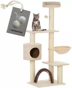 Rohrschneider Kratzbaum Utah 138cm, beige, mit H&ouml;hle & H&auml;ngemulde
