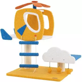 Costway Katzenbaum Hubschrauber-Thema, Wolken-Plattform, Sisal-Kratzsäulen, 76cm, gelb