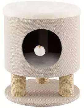 Costway Katzenhocker mit Katzenhöhle und Kratzbaum, 40x40x47cm, beige (PV10098BE)