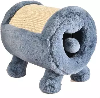 Dehner Premium Lovely Katzen Kratz- und Kuschelh&ouml;hle, Pl&uuml;sch/Sisal, blau/beige, &Oslash; 30 cm (4361952)