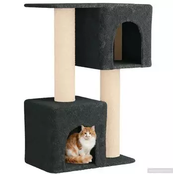 vidaXL Katzenbaum mit Sisal-Kratzs&auml;ulen, dunkelgrau, 114cm (42033059)