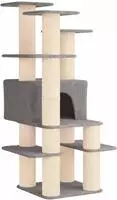 vidaXL Katzennbaum mit Sisal-Kratzs&auml;ulen Hellgrau 161 cm