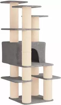 vidaXL Katzenbaum mit Sisal-Kratzs&auml;ulen hellgrau 161cm (42033049)