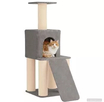 vidaXL Katzenbaum mit Sisal-Kratzs&auml;ulen hellgrau 146cm (42033043)