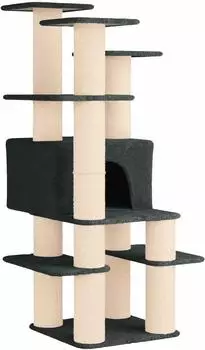 vidaXL Katzenbaum mit Sisal-Kratzs&auml;ulen, dunkelgrau, 161cm (42033050)