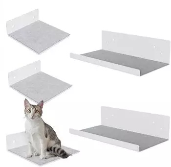 QLS Katzen-Kletterwand Set 5-teilig mit Filz, 2 Liegen, 3 Stufen, hellgrau (11459)