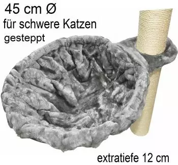 Nanook Liegemulde f&uuml;r schwere Katzen Gr&ouml;&szlig;e XXL 45 cm &Oslash; Tiefe 12 cm grau