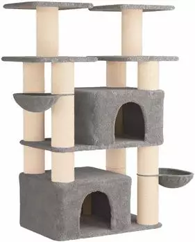 vidaXL Katzenbaum mit Sisal-Kratzs&auml;ulen, 2 Stk., hellgrau, 147cm (3422901)