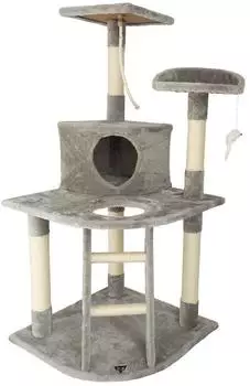 Spocado Rovers Kratzbaum mit H&ouml;hle, Plattform & Sisal-Kratzpfosten, grau (SCO-14)
