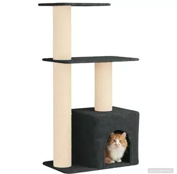vidaXL Katzenbaum mit Sisal-Kratzs&auml;ulen, dunkelgrau, 133cm (42033065)