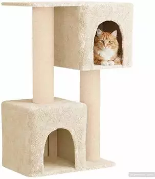 vidaXL Katzenbaum mit Sisal-Kratzs&auml;ulen, creme, 114cm (42033060)