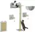 Pawhut Katzen-Kletterwand 5-tlg. mit Kratzpfosten, Hängematte & Sprungplattform, hellgrau (D30-862V00LG)