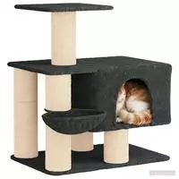 vidaXL Katzennbaum mit Sisal-Kratzs&auml;ulen Dunkelgrau 96 cm