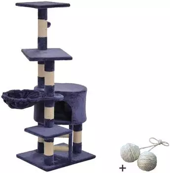 Rohrschneider Katzenbaum Felina mit gratis Spielballset Kletterturm in beige oder blau 120 cm H&ouml;he blau