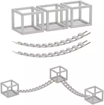 QLS Katzen-Kletterwand Set 2 Br&uuml;cken & 3 Liegen, Holz, Deckenmontage (11103)