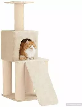 vidaXL Katzenbaum mit Sisal-Kratzsäulen, creme, 146cm (42033045)